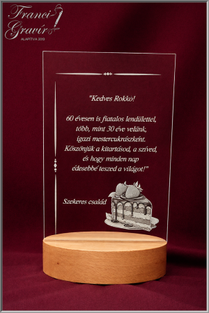 gravírozott plaket sütis